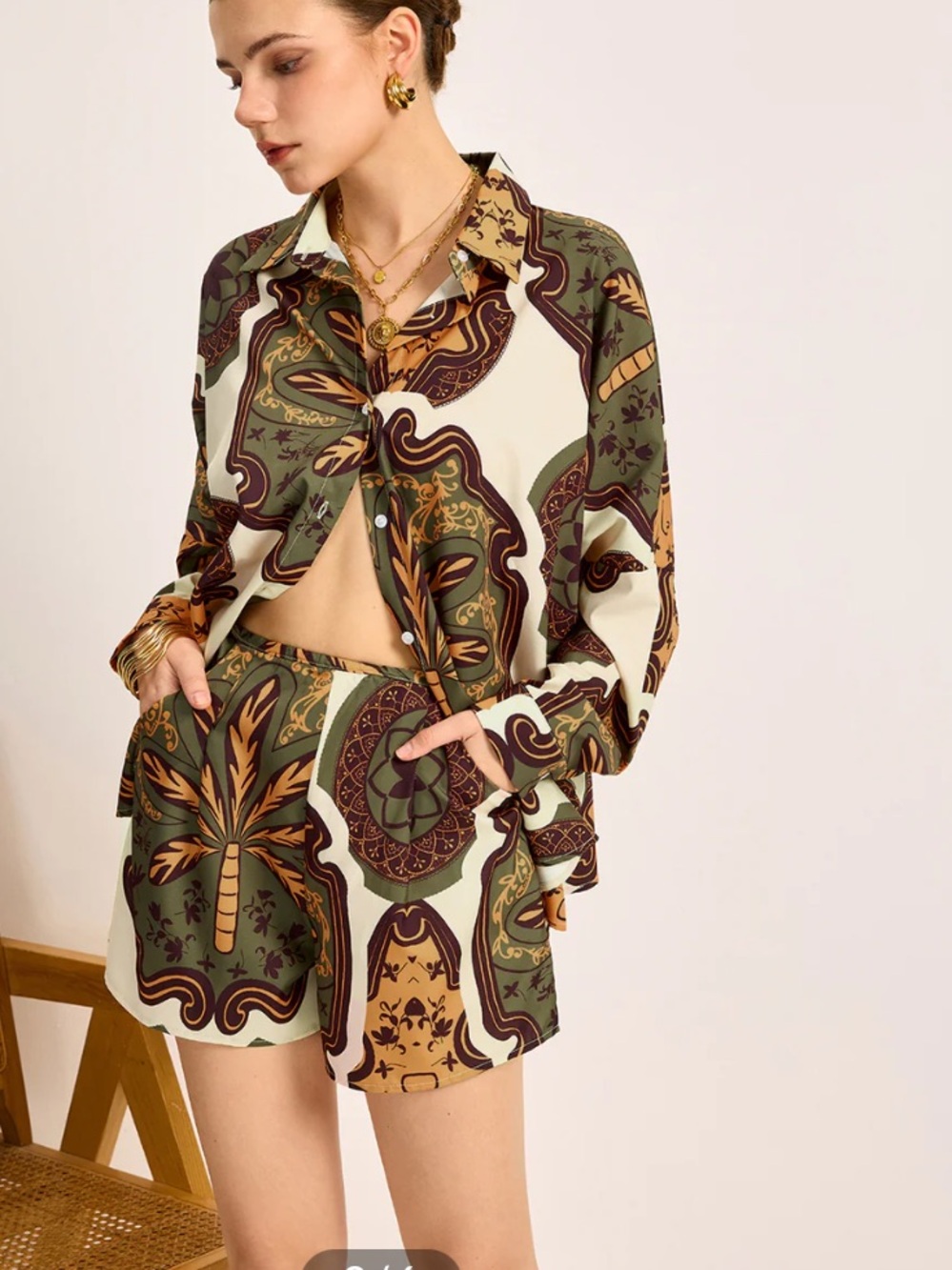 Commense Matching Short Set 2pc boho blouse and shorts Beachy